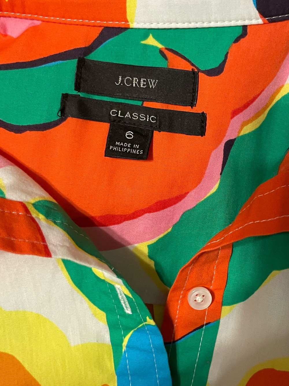 J.Crew Re-Imagined Floral Popover Shirt Size 6 100% Cotton Art Print Top - Picture 5 of 8